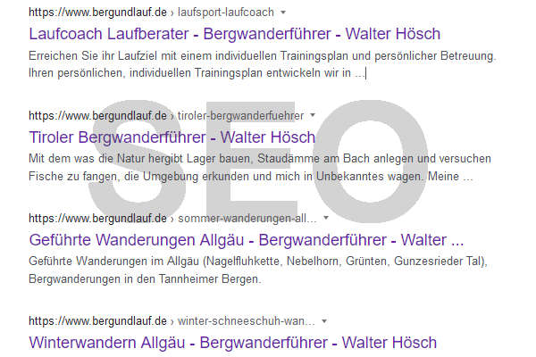 Neues SEO-Projekt (Suchmaschinen-Optimierung) für Berg und Lauf fertiggestellt.
