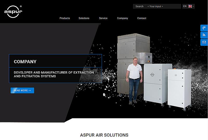 2. Sprachversion der Website (englisch) von aspur air solutions erfolgreich fertig gestellt.