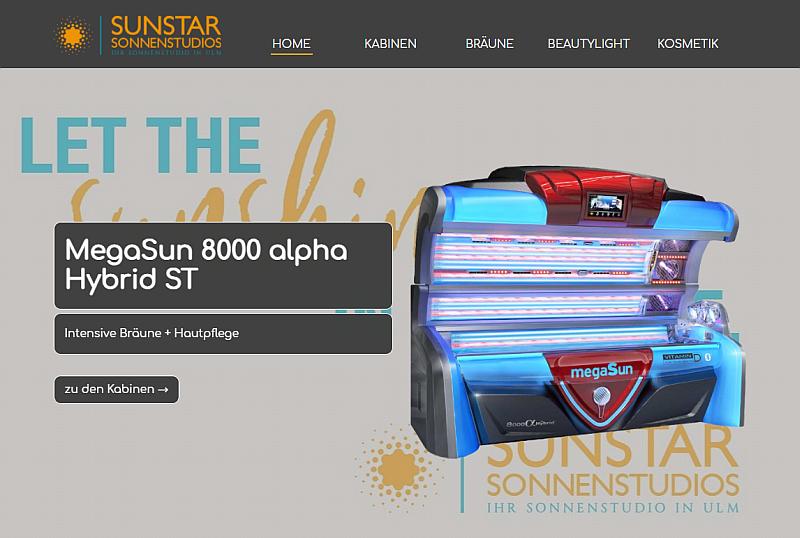 Website des Sonnenstudios Sunstar in Ulm wurde erfolgreich fertig gestellt.