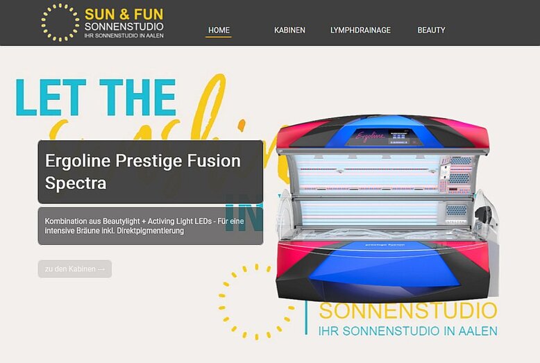 Website für das Sun & Fun Sonnenstudio in Aalen fertiggestellt